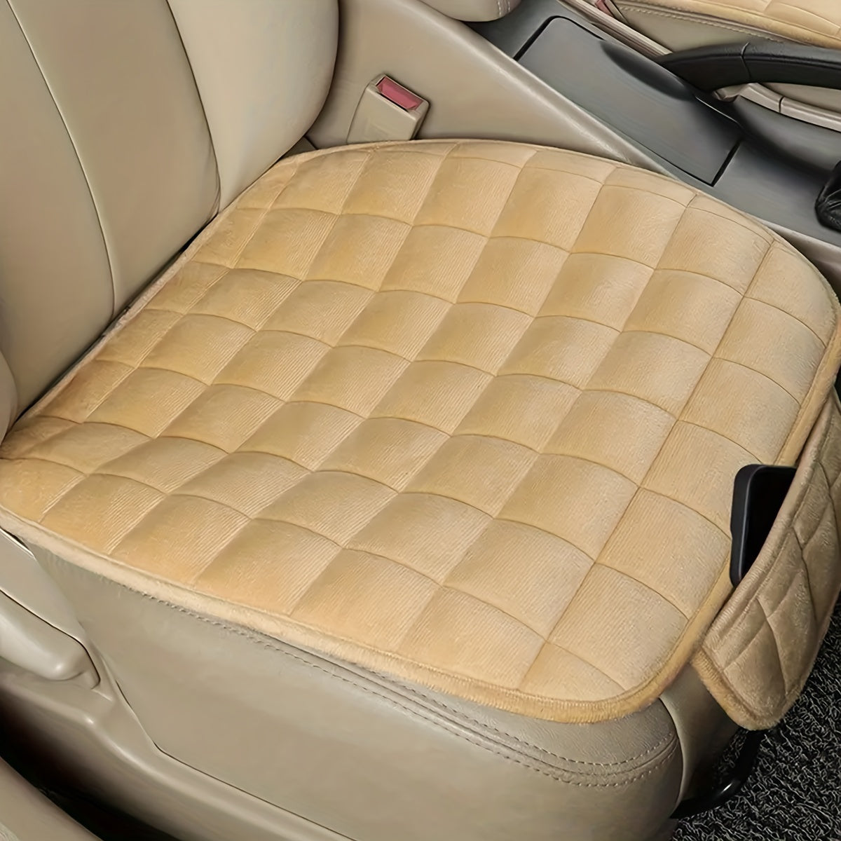 Almohadilla de asiento para coche de felpa, sin respaldo, antideslizante, para otoño e invierno, asiento cálido