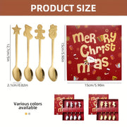 Set of 4 Christmas Stainless Steel Spoons for Coffee Tea Dessert in Gift Box