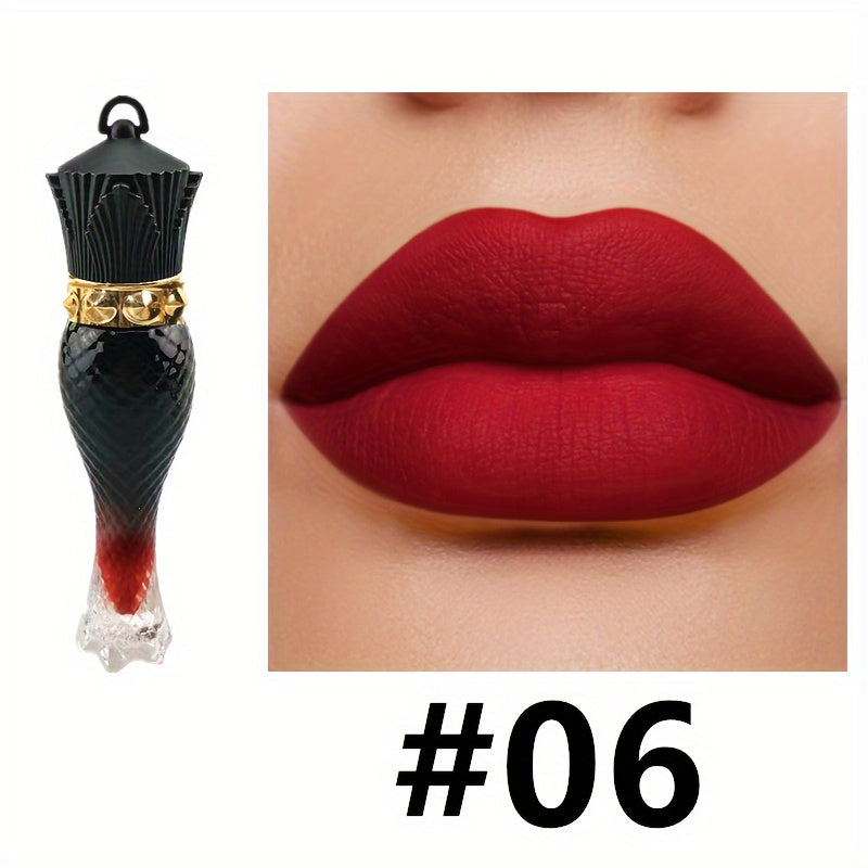 Brillo de labios mate de terciopelo para mujer, tono nude, de larga duración, hidratante, lápiz labial rojo