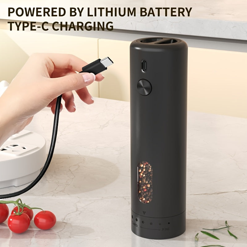 Fully automatic electric pepper grinder ceramic grinding core adjustable five levels spice coarseness food-safe materials Type-C fast