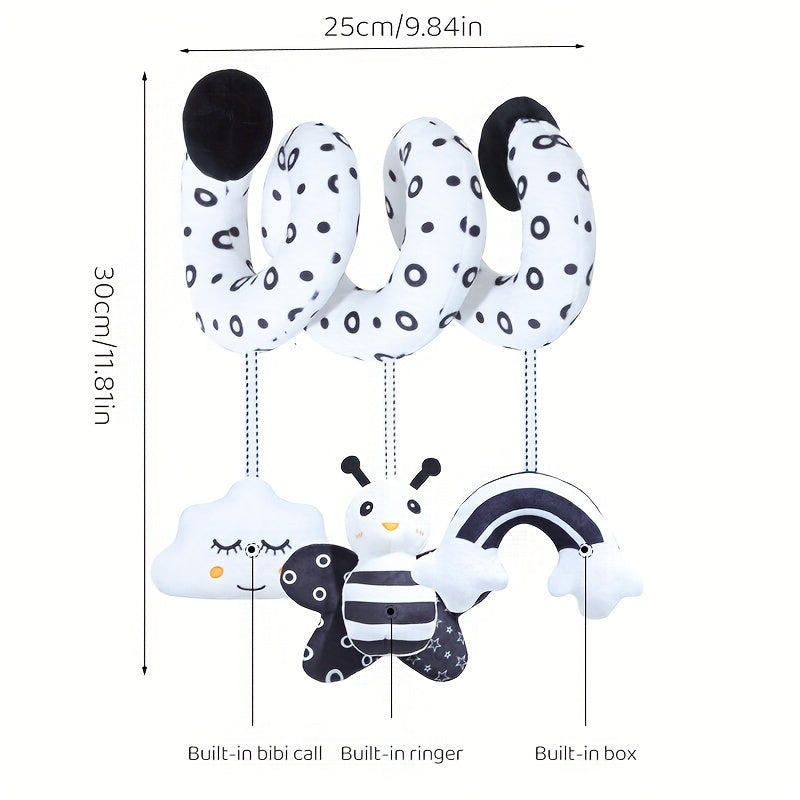 Black and White Baby Hanging Toys with Animal Designs for Strollers and Car Seats
