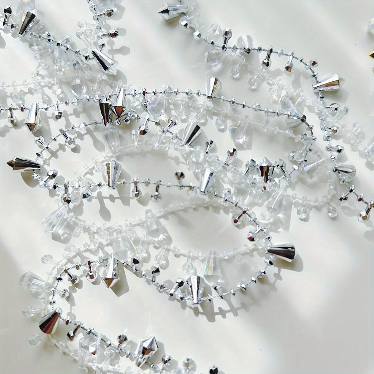 Guirnalda de cuentas de acrílico 3m, cuentas blancas y transparentes, decoración de boda y Navidad, adorno colgante