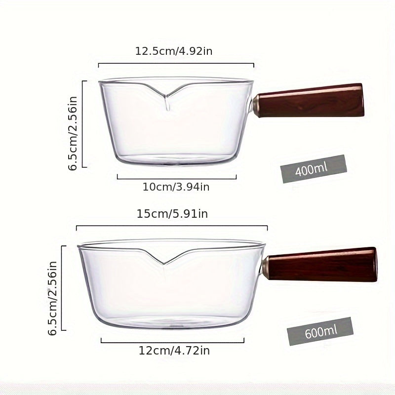 Набор стеклянных кастрюль с деревянной ручкой для молочного супа, лапши, маленьких и больших чашек, кухонная посуда