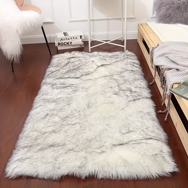 Soft Fluffy Long Plush Bedroom Rug Artificial Fur Washable Living Room and Bedside Decor