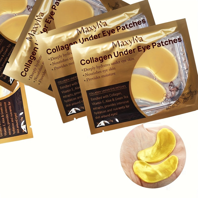 Патчи для области вокруг глаз с коллагеном, увлажняющие и питающие, алоэ вера, витамин E, зеленый чай