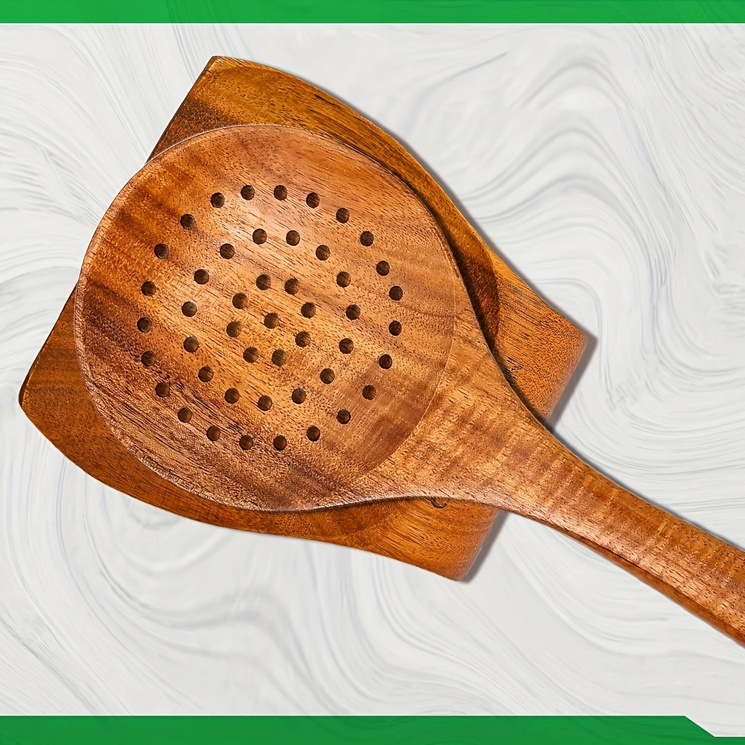 Set of 7 Wooden Kitchen Utensils with Holder Heat-Resistant Cooking Tools