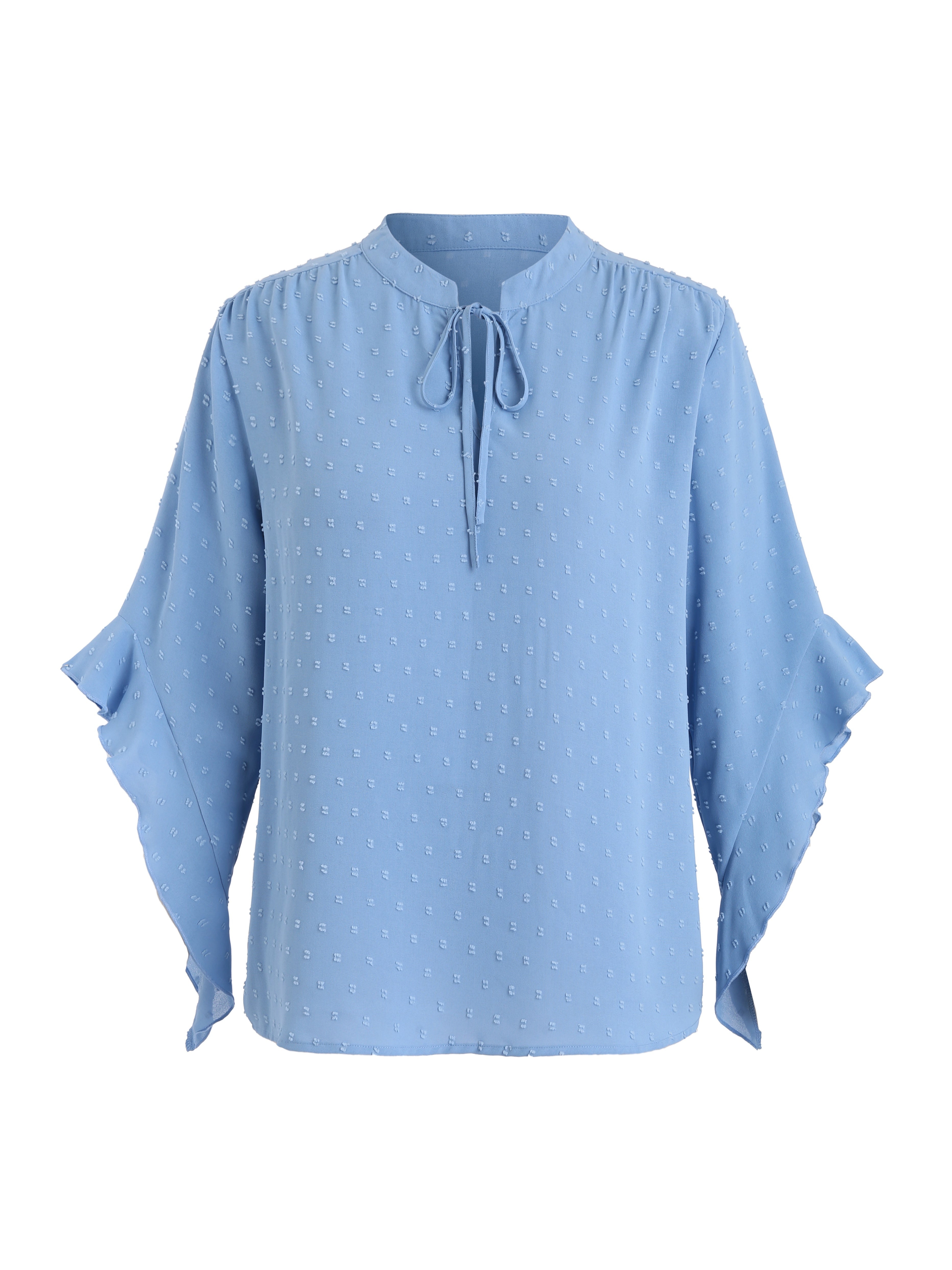 Bej Shveytsariya nuqtali bluz, ruffle bilan bezatilgan, bog'lamali bo'yin, uzun qo'lli, kuz vintage uslub