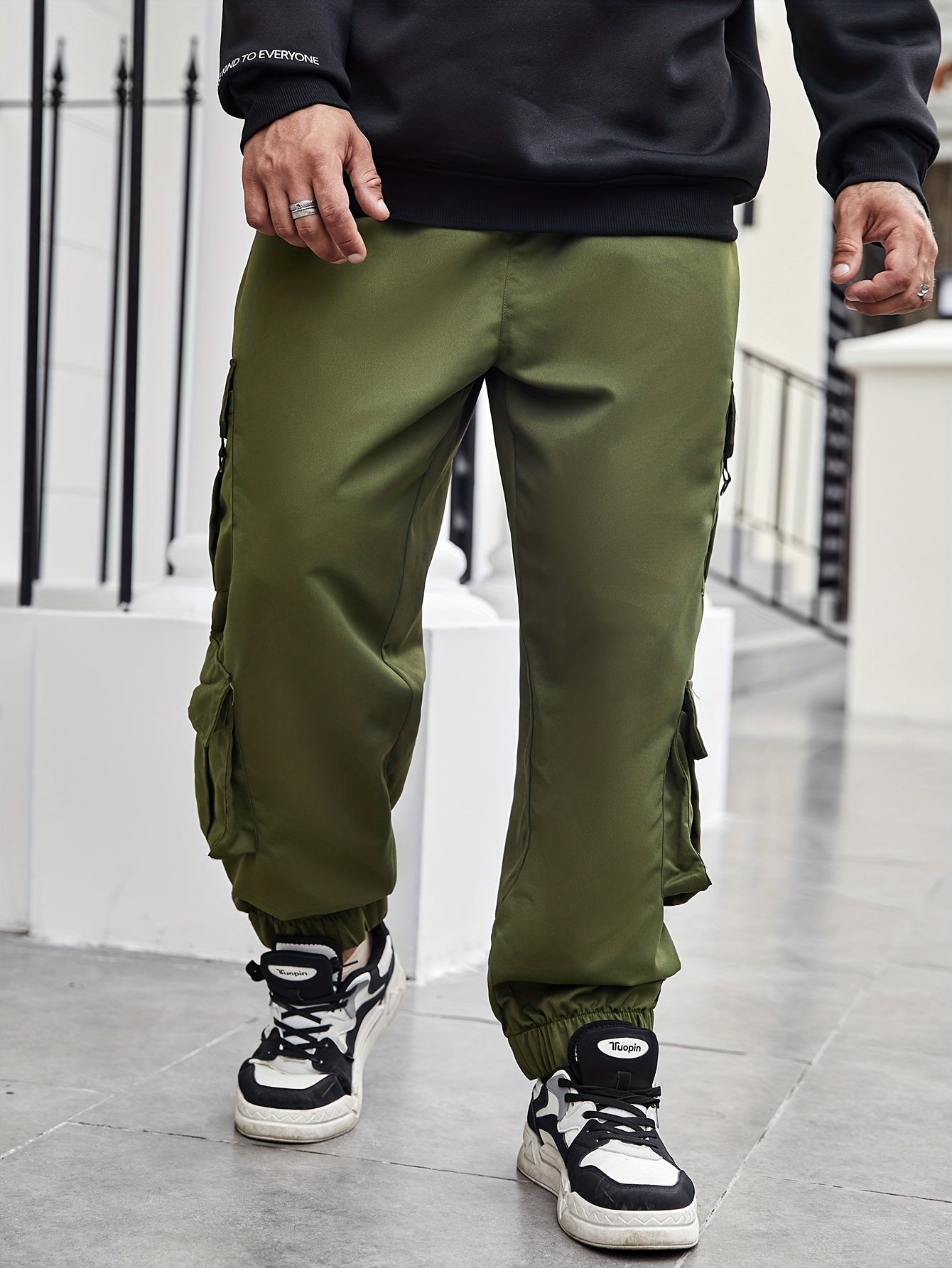 Men's Plus Size Cargo Pants with Pockets for Spring and Fall Fashion