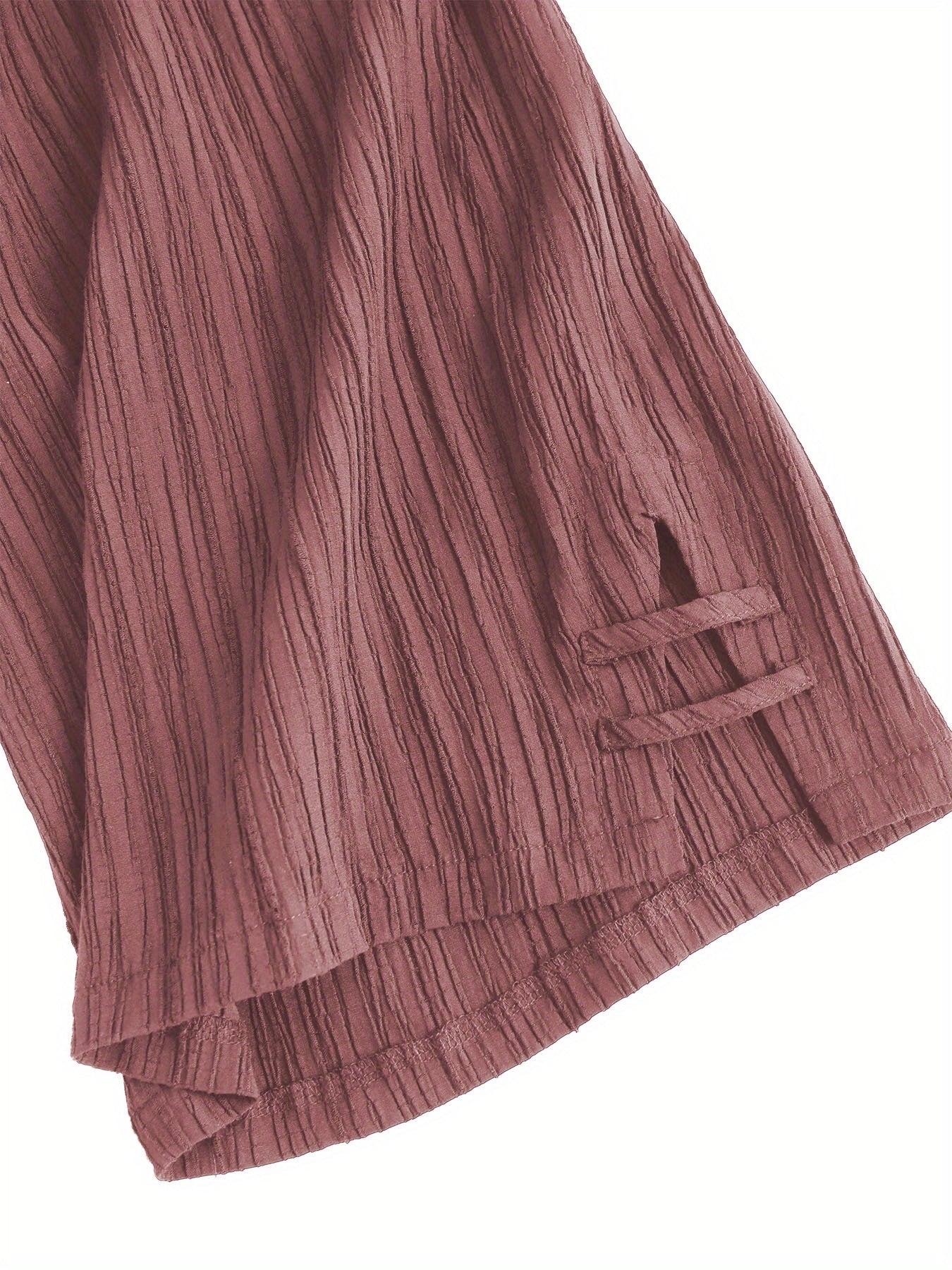 Plus Size Women's Pleated Striped Wide Leg Pants with Side Slit