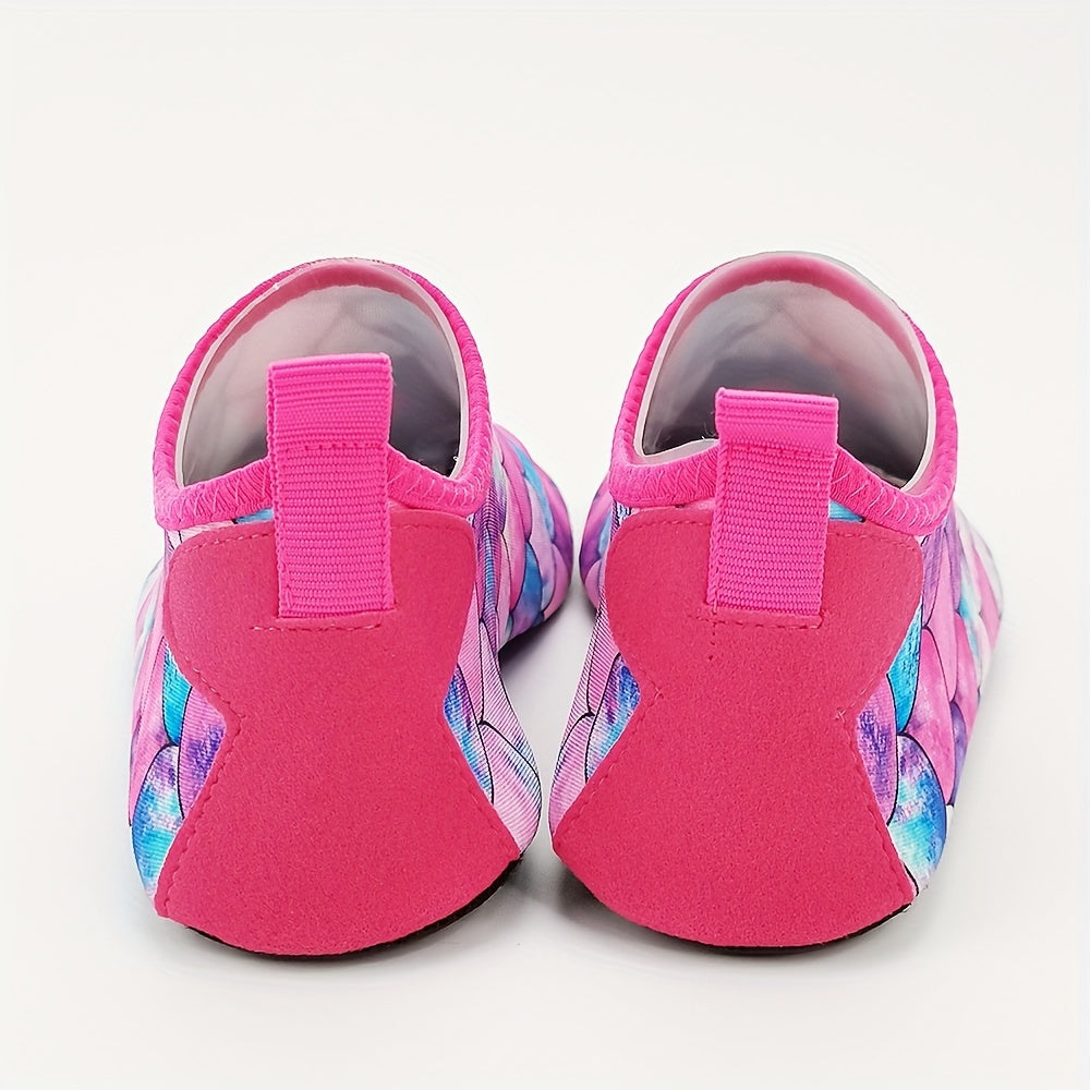Toddler Girls Water Shoes Fish Scale Print Lightweight Summer Beach Slip-On