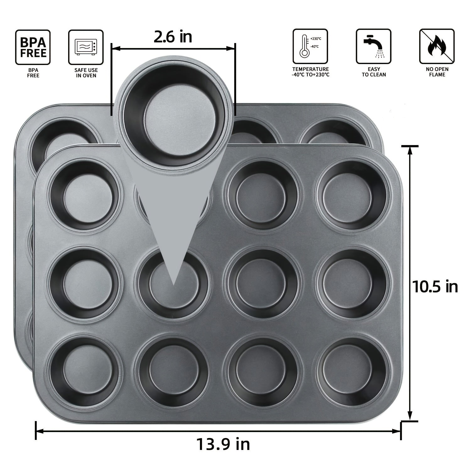 Nonstick 12-Cup Muffin Pan for Oven Baking Kitchen Cookware