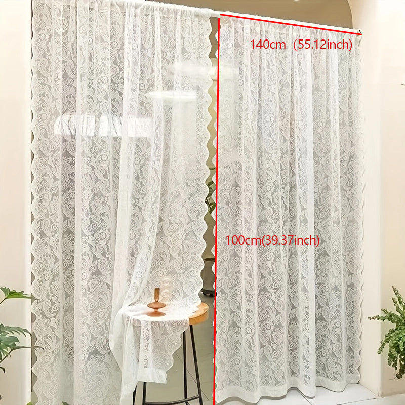 White Sheer Curtain with Phoenix Tail Design Floral Accents UV Protection Rod Pocket for Living Room Bedroom