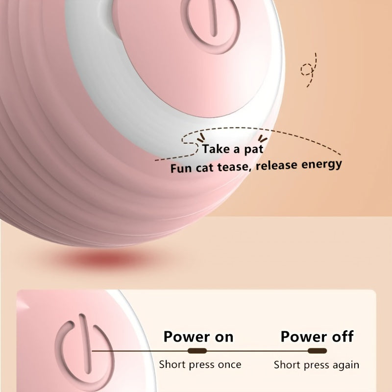 USB Rechargeable Cat Toy with Automatic Rolling Ball and Cartoon Design for Small Breeds