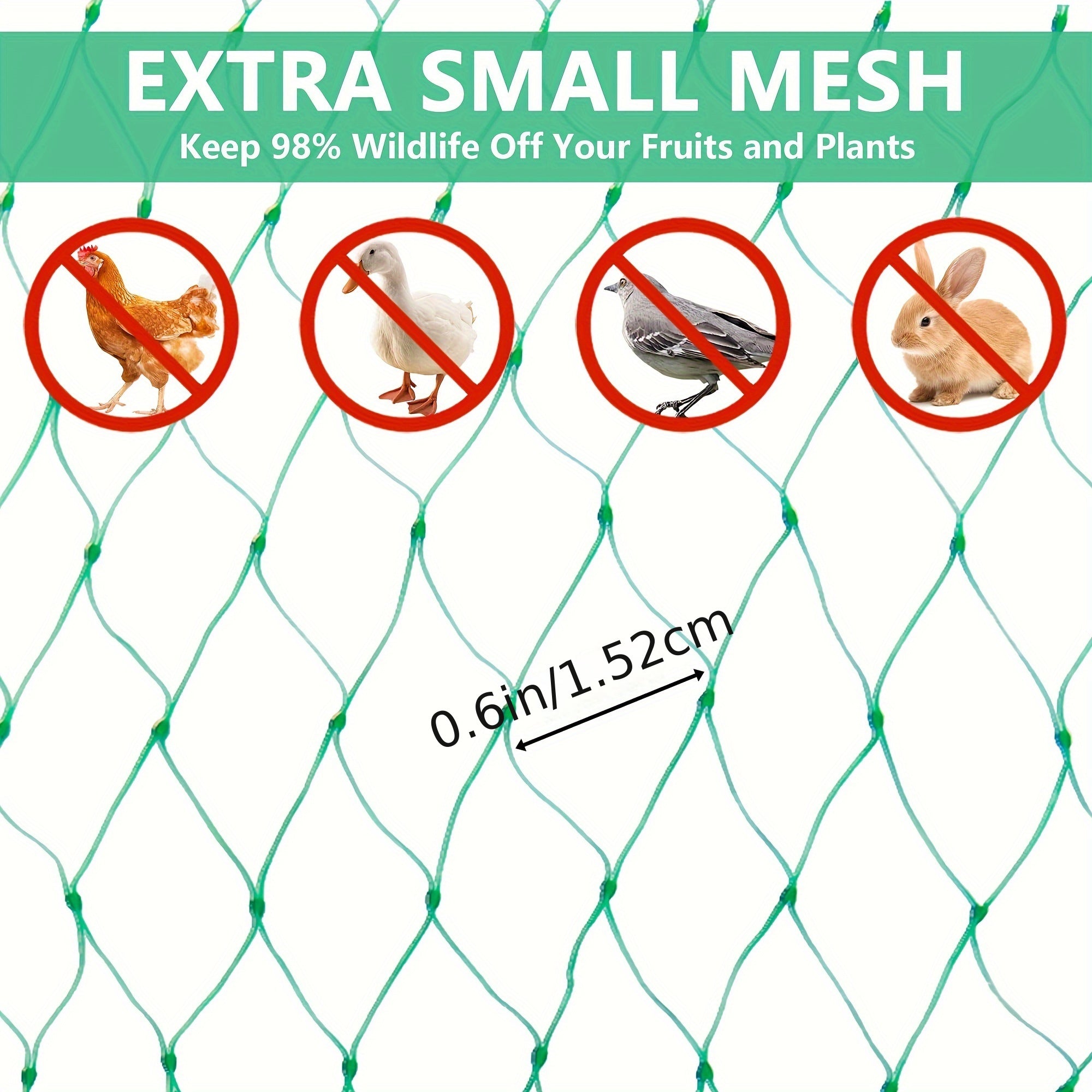 Garden Bird Net 2x8 Meters Green PVC Garden Fence Protects Fruits Vegetables Squirrels Deer