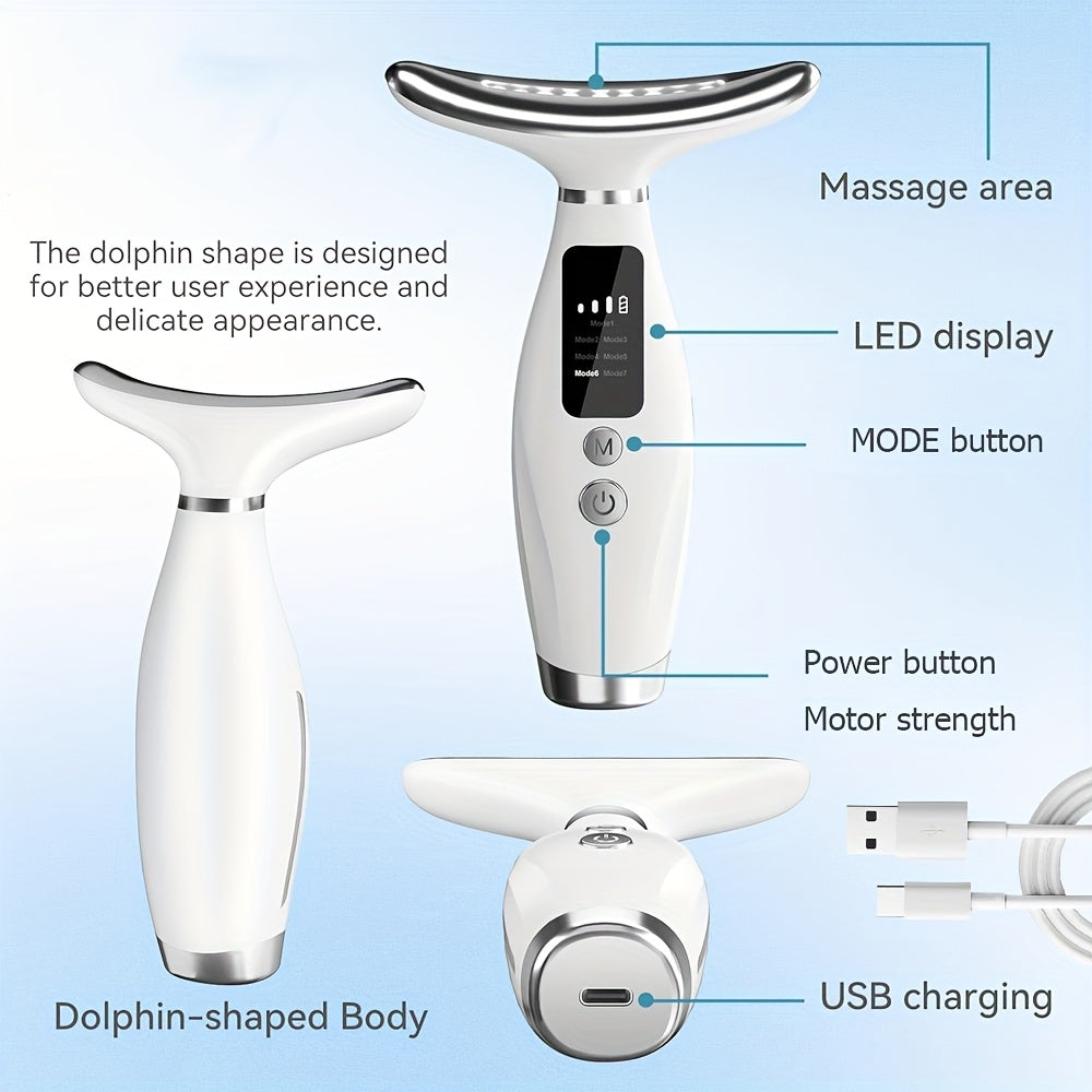 Rechargeable Facial Massager with Digital Display USB Charging for Face and Neck 4 Modes