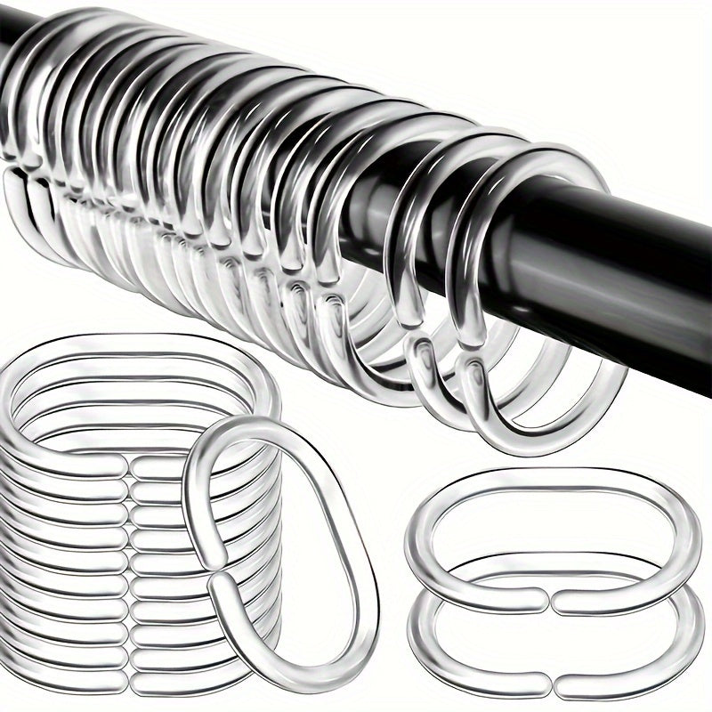 12 Premium Transparent Twistable Shower Curtain Rings for Bathroom Hanging