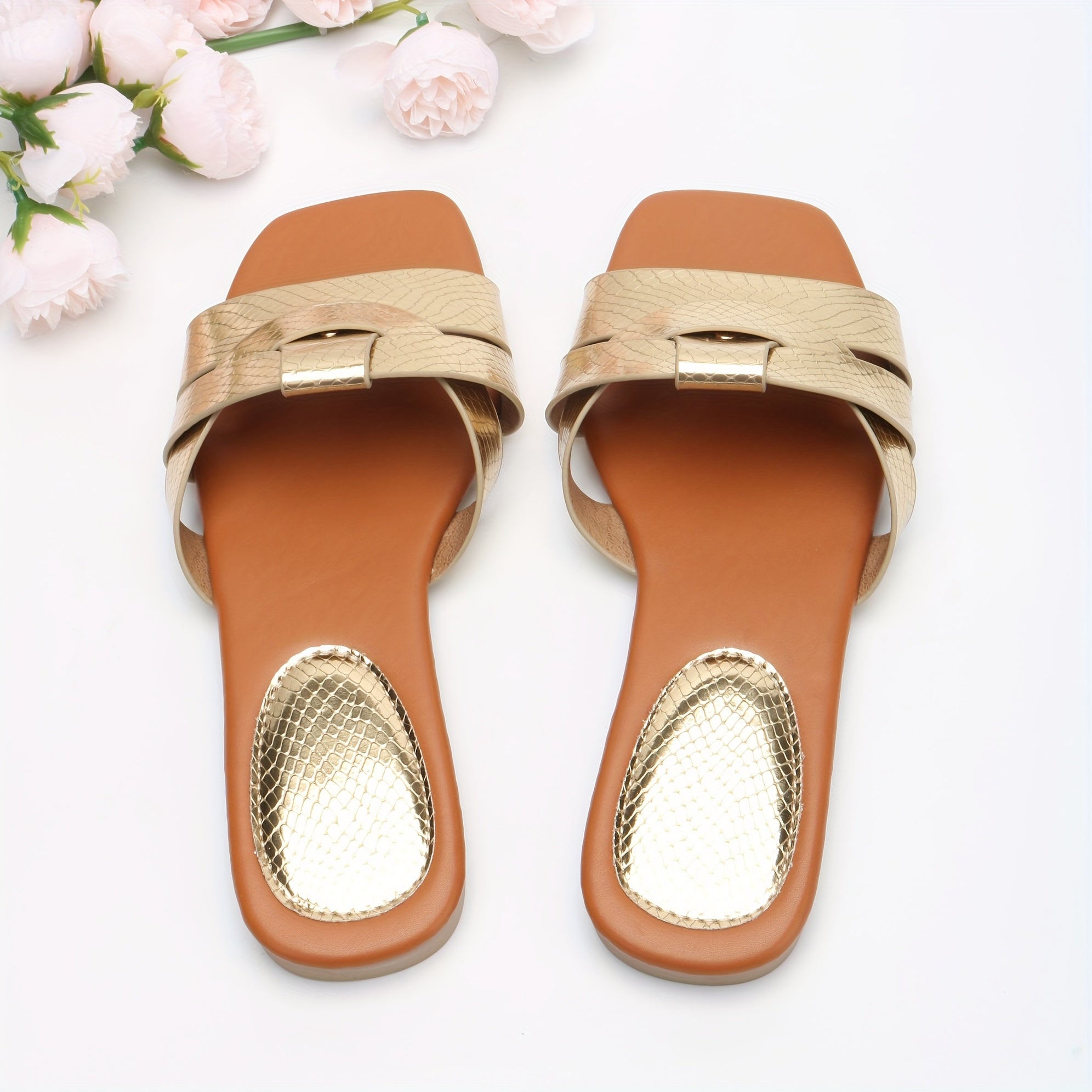 Women Summer Flat Sandals Open-Toe Casual Beach Shoes Cross Strap