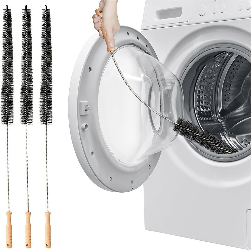 3-ta bo'lakli moslashuvchan quritgich vent cho'tkasi to'plami, yog'och tutqichlar bilan, chang va spiralni tozalash uchun