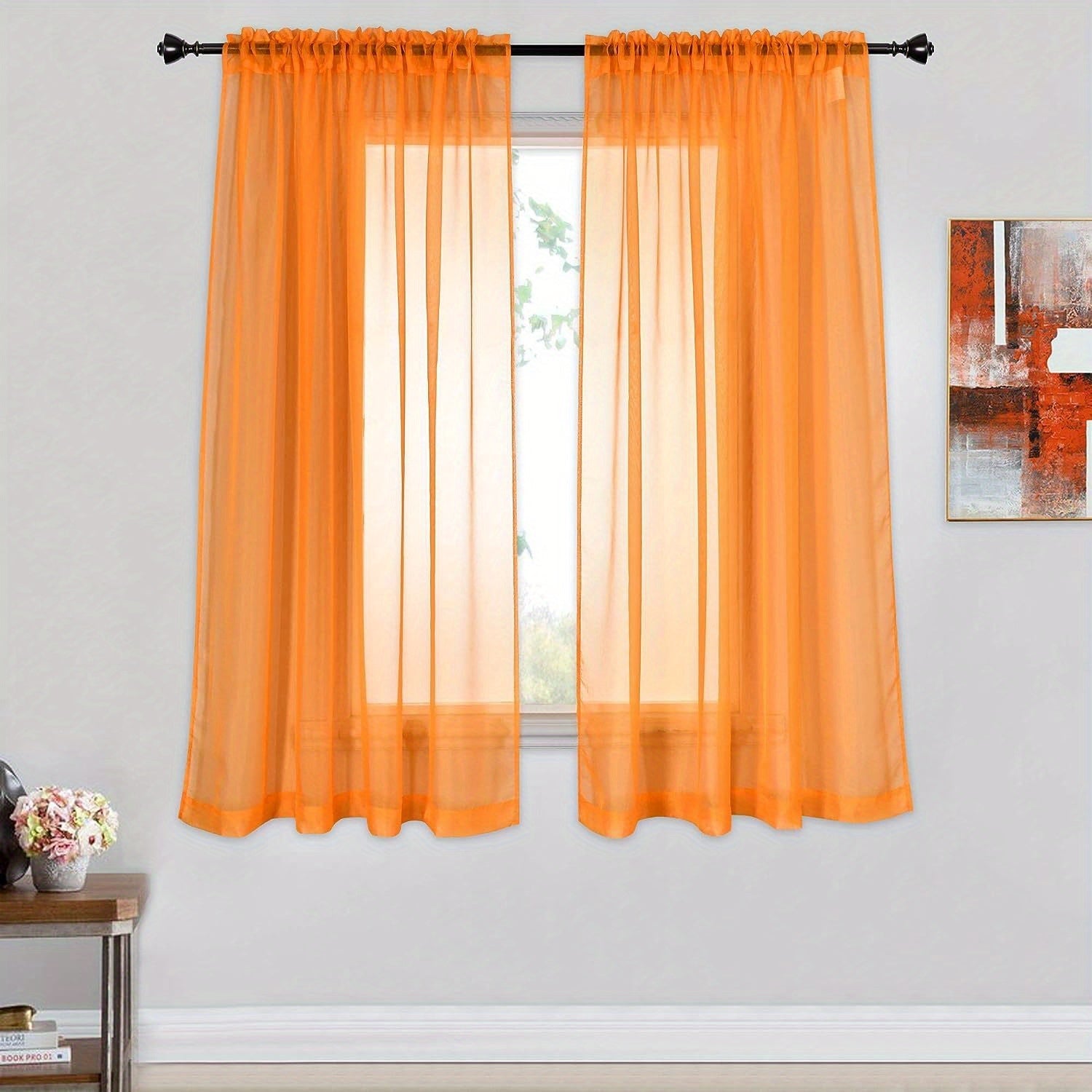 Sheer Curtain Panels with Rod Pocket for Bedroom Living Room Office Kitchen