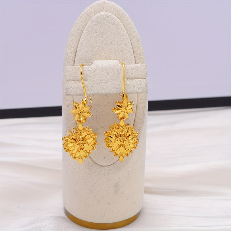 Gold Plated Leaf Jewelry Set Earrings and Necklace for Weddings Formal Occasions