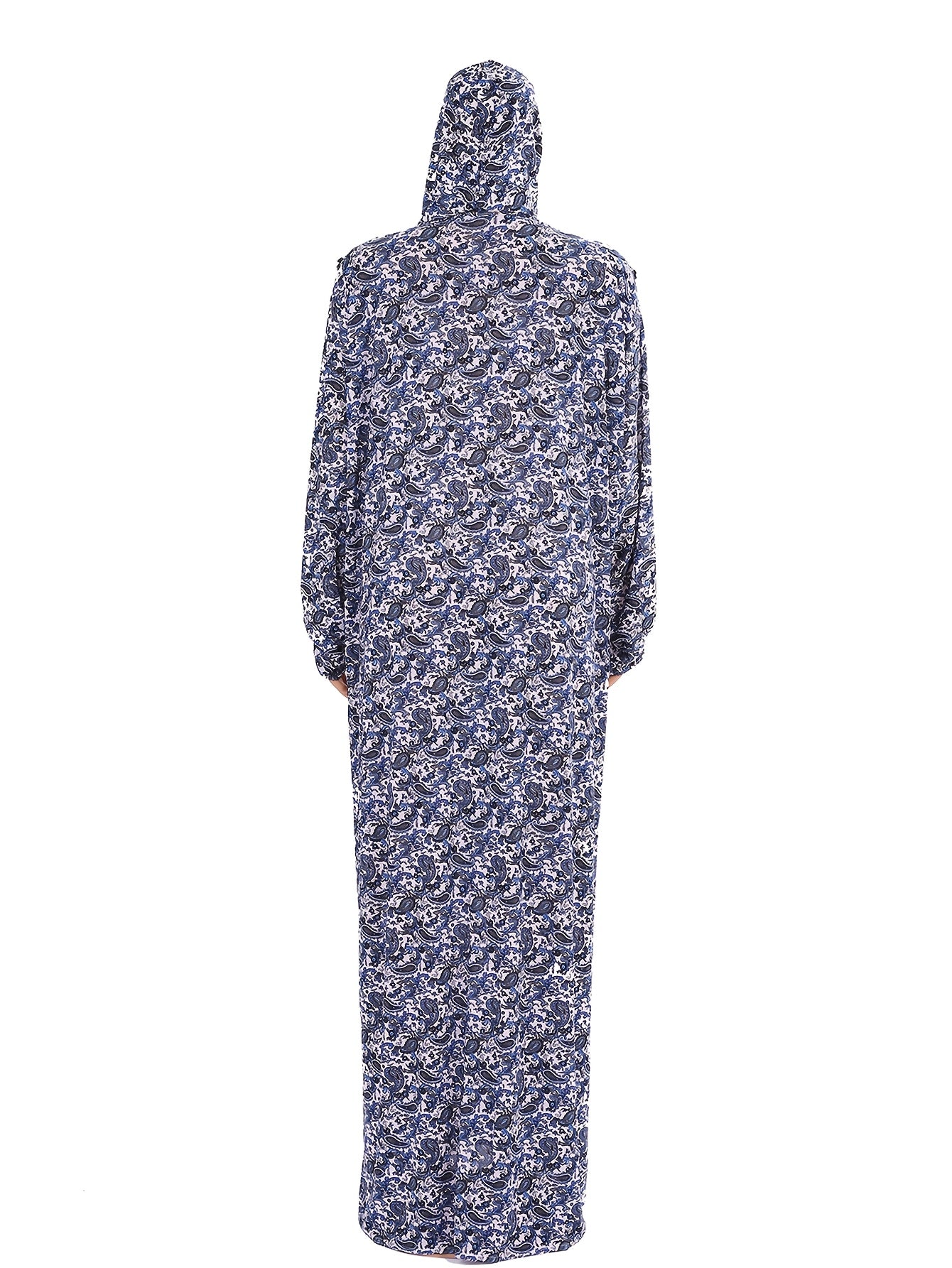 Plus Size Muslim Abaya Long Robe Floral Print Stretchy Fabric Ruffle