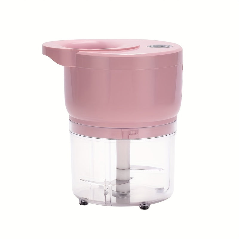 Pink Electric Meat Grinder and Vegetable Chopper Rechargeable USB Fast Grinding