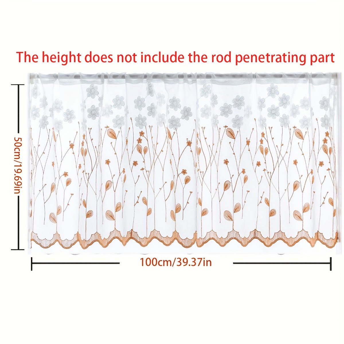 Sheer Embroidered Curtain Valance for Living Room or Cafe Decor 1 Piece