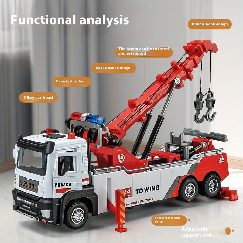 Plastic Rescue Vehicle Toy for Boys Ages 6-12 with Retractable Boom and Sound Effects