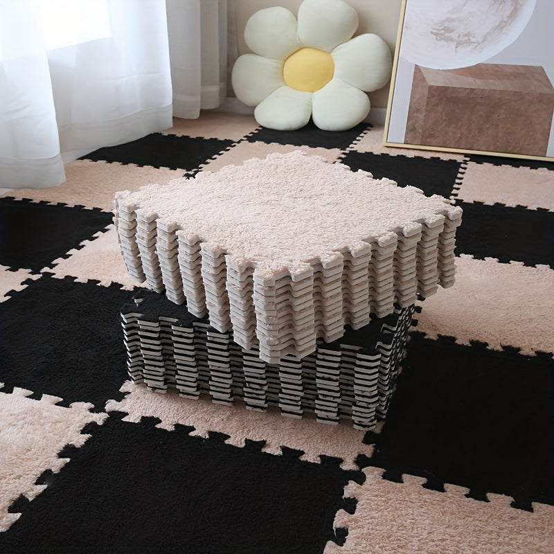 Alfombrillas de poliéster trenzado con respaldo de EVA, juego de 30 piezas de rompecabezas para dormitorio y decoración navideña