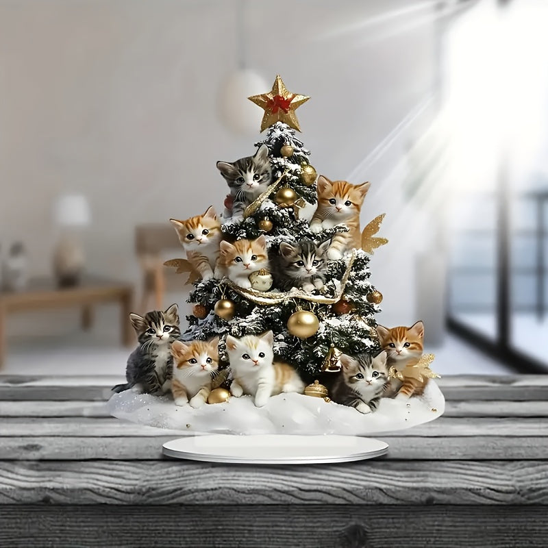 Boho Akril Mushuk Rojdestvo Daraxti Dekoratsiyasi, Stol usti Kattalar Oltincha, Bayram Dekori