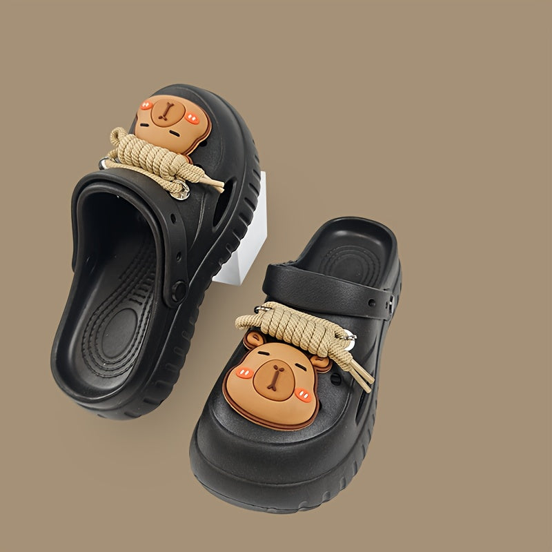 Women's EVA Clogs With Cartoon Capybara Pattern Slip-On Beach Shoes