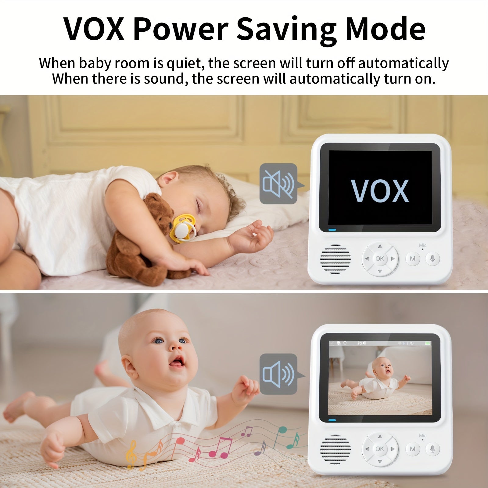 Baby Monitor with 7.11cm LCD Display 720p HD Video Wireless Night Vision Two-Way Audio