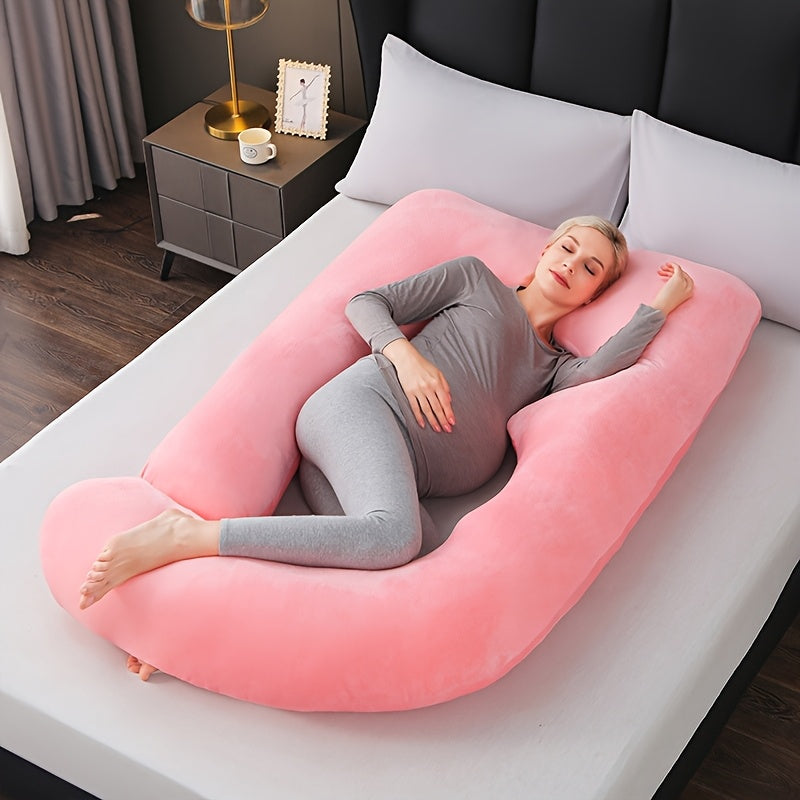 Pregnancy Pillow J-Shaped Full Body Support Soft Polyester Removable Cover