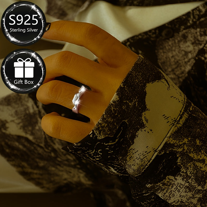 Sterling Silver Twist Ring Adjustable Fit Versatile Design for Parties or Daily Wear