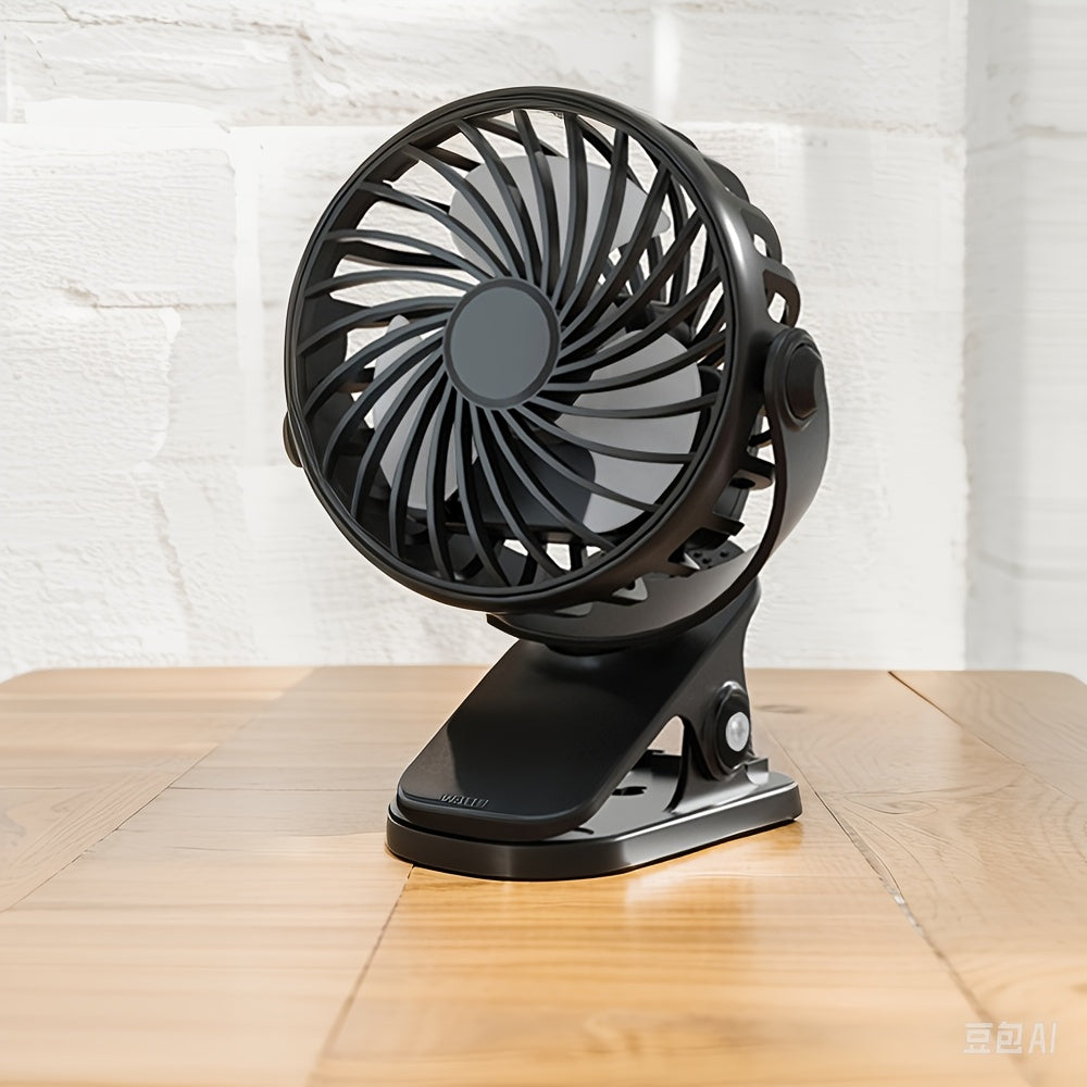 Mini Fan with Clip-On Desk Design, 3-Speed Adjustable, Quiet Operation, Night Light, Portable for Bedroom Office Outdoor