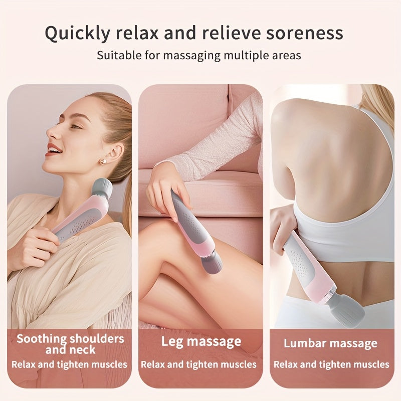 Portable Electric Massage Stick for Whole Body with USB Charging Silicone Head Rechargeable Battery