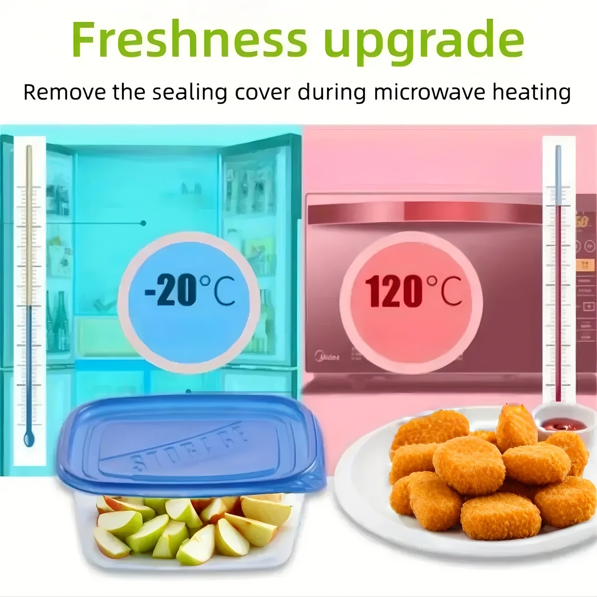 10pcs Stackable Plastic Food Storage Containers with Lids Microwave Safe Reusable