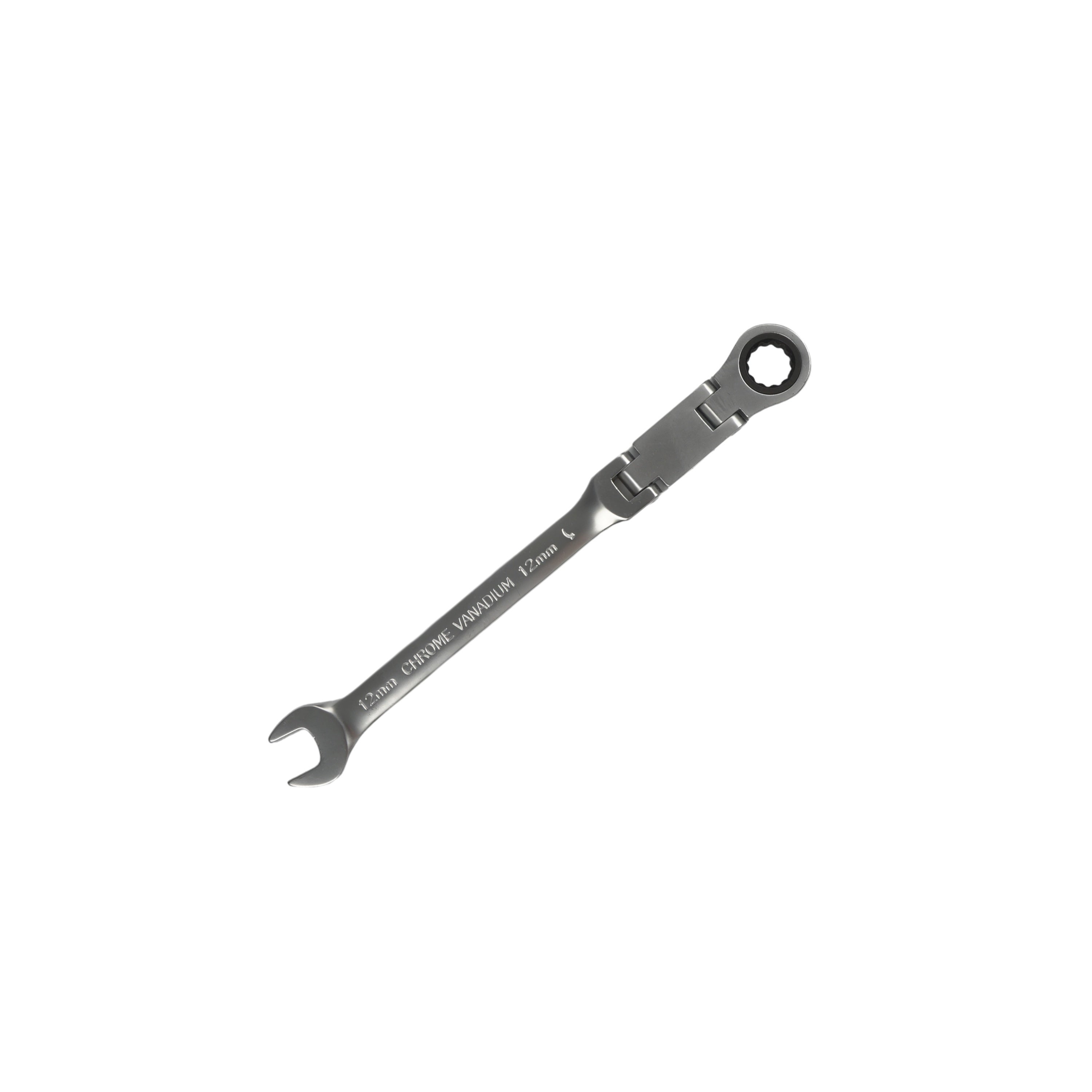 180° Flexible Head Ratchet Wrench Set, 8-19mm, Deep Offset, Dual-Purpose