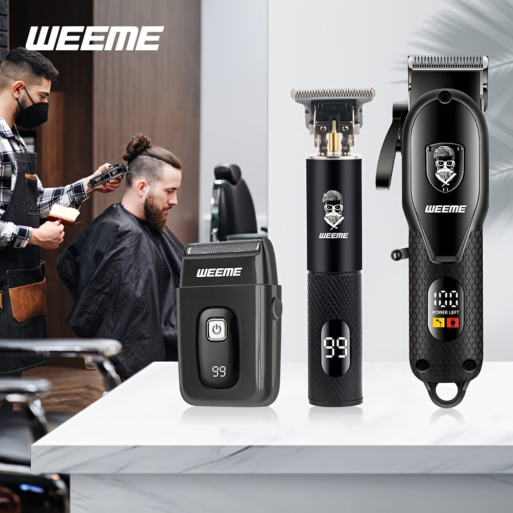 WEEME Professional Electric Hair Clipper USB zaryadlash, past shovqin, LCD raqamli ko'rsatkich, T-turi trimmer, qirrash, va 18650 seriyali 2900mAh qayta zaryadlanadigan litiy batareyasi bilan erkaklar uchun.