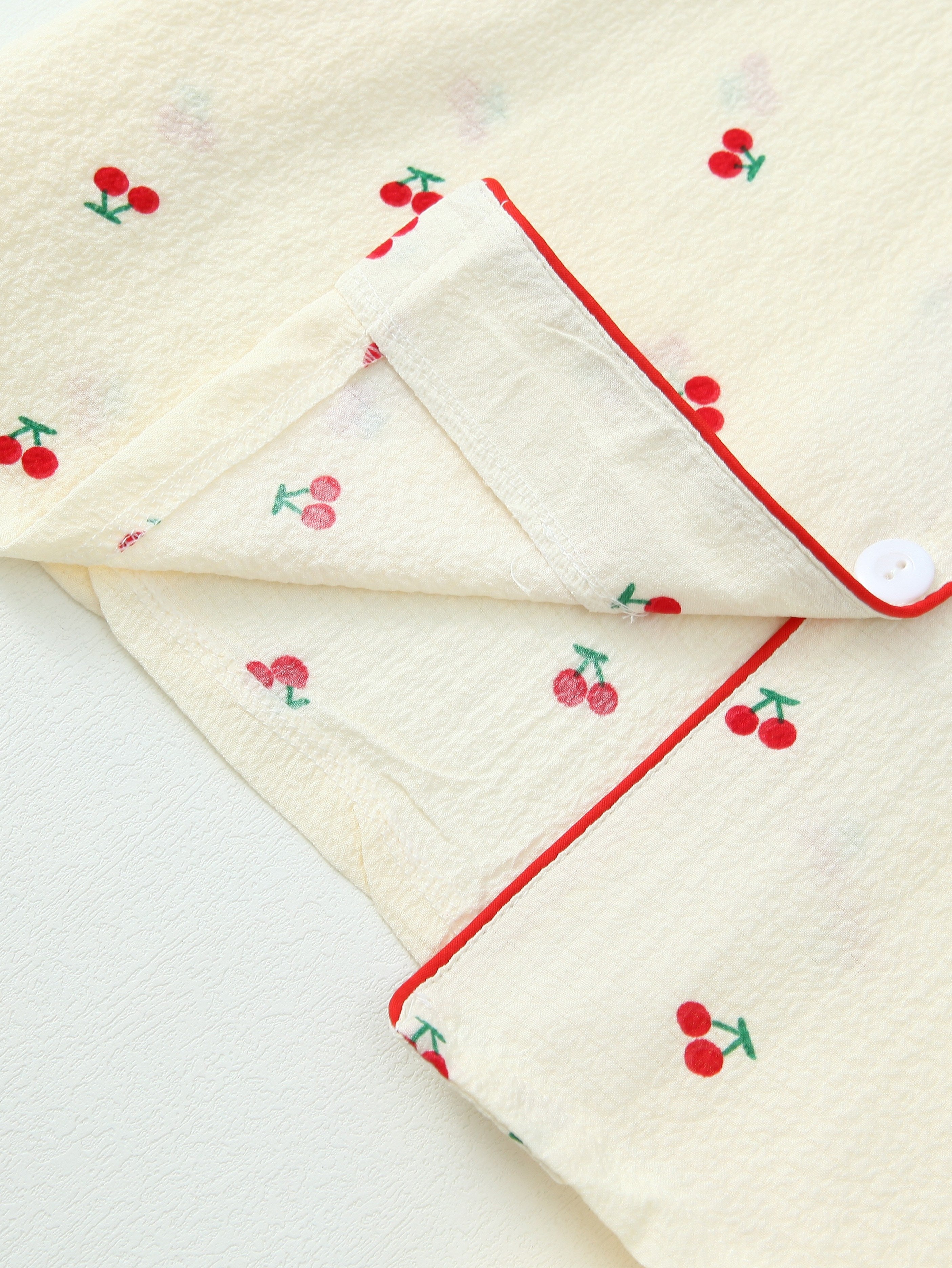 Women's Cherry Print Pajama Set Long Sleeve Top and Pants All-Season Polyester