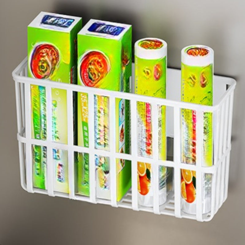 Multifunctional Wall-Mounted Plastic Storage Rack with Side Hooks for Kitchen and Home Organization