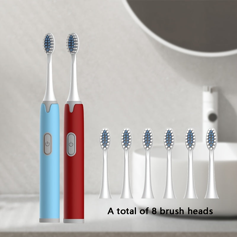 Set de cepillos de dientes eléctricos para parejas, cabezal ultramicro suave, IPX7, alimentado por batería