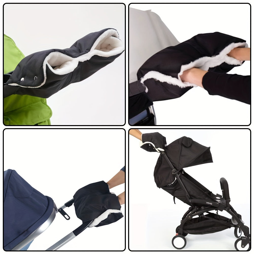 Qishki bolalar aravachasi uchun qo‘lqoplar, suv o'tkazmaydigan, fleece bilan qoplangan, pushchair tutqichlari uchun qoplamalar