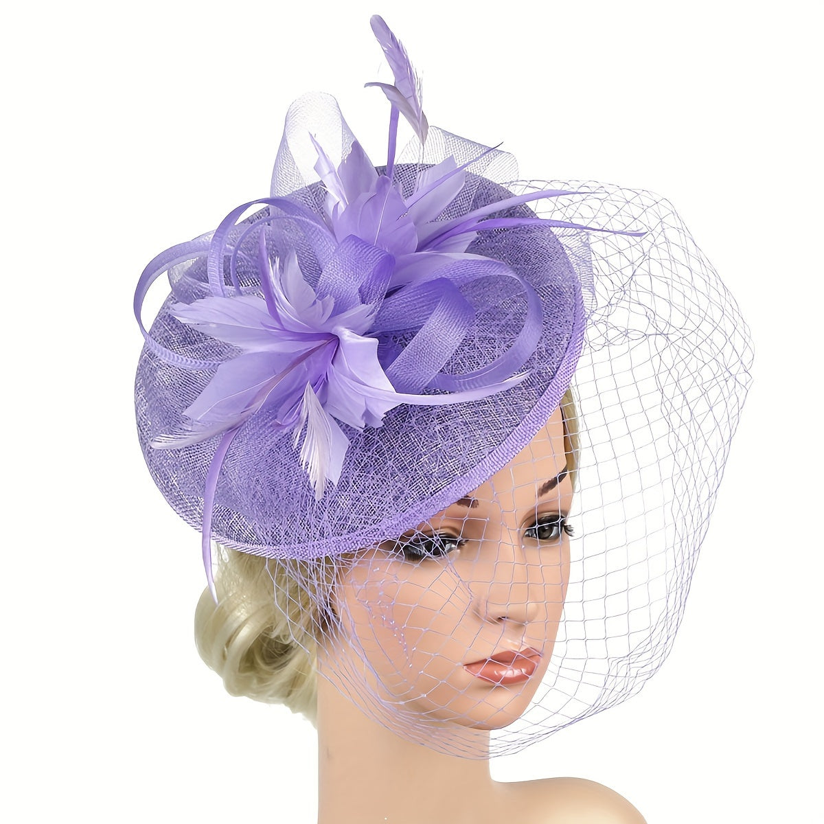 Women's Faux Feather Fascinator Hat with Veil for Parties and Special Occasions