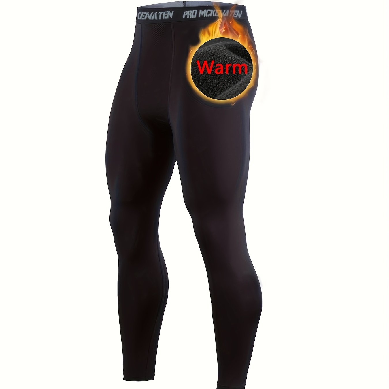 Men's Black Thermal Compression Tights for Basketball Running and Workout