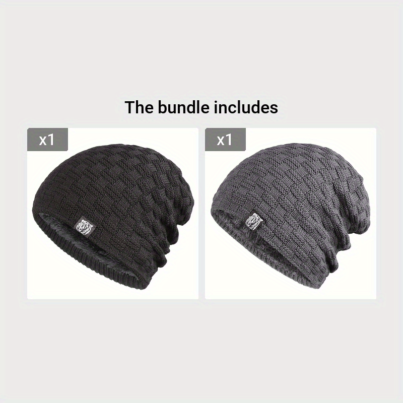 Men's Padded Knitted Cap Warm Winter Hat for Autumn and Cold Weather