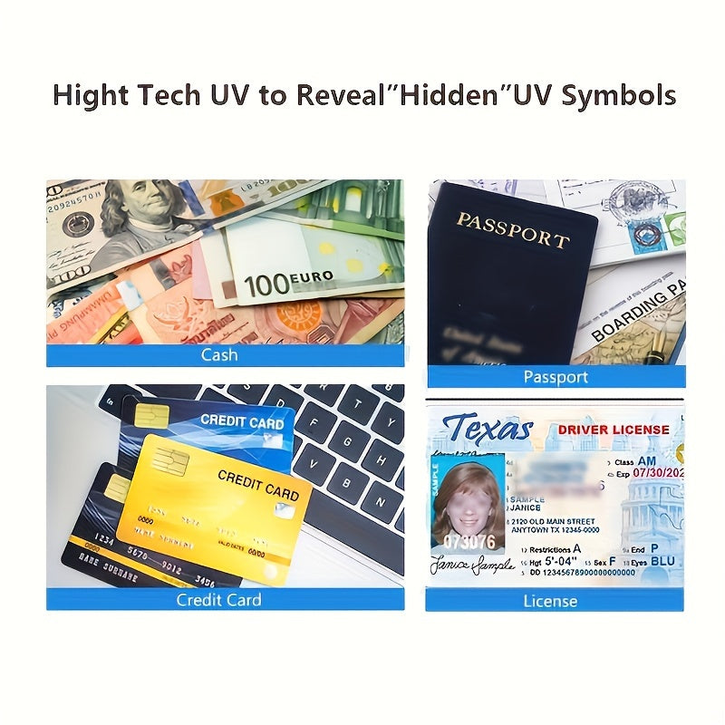 Power-Saving Currency Detector with Purple Light and Rechargeable Battery