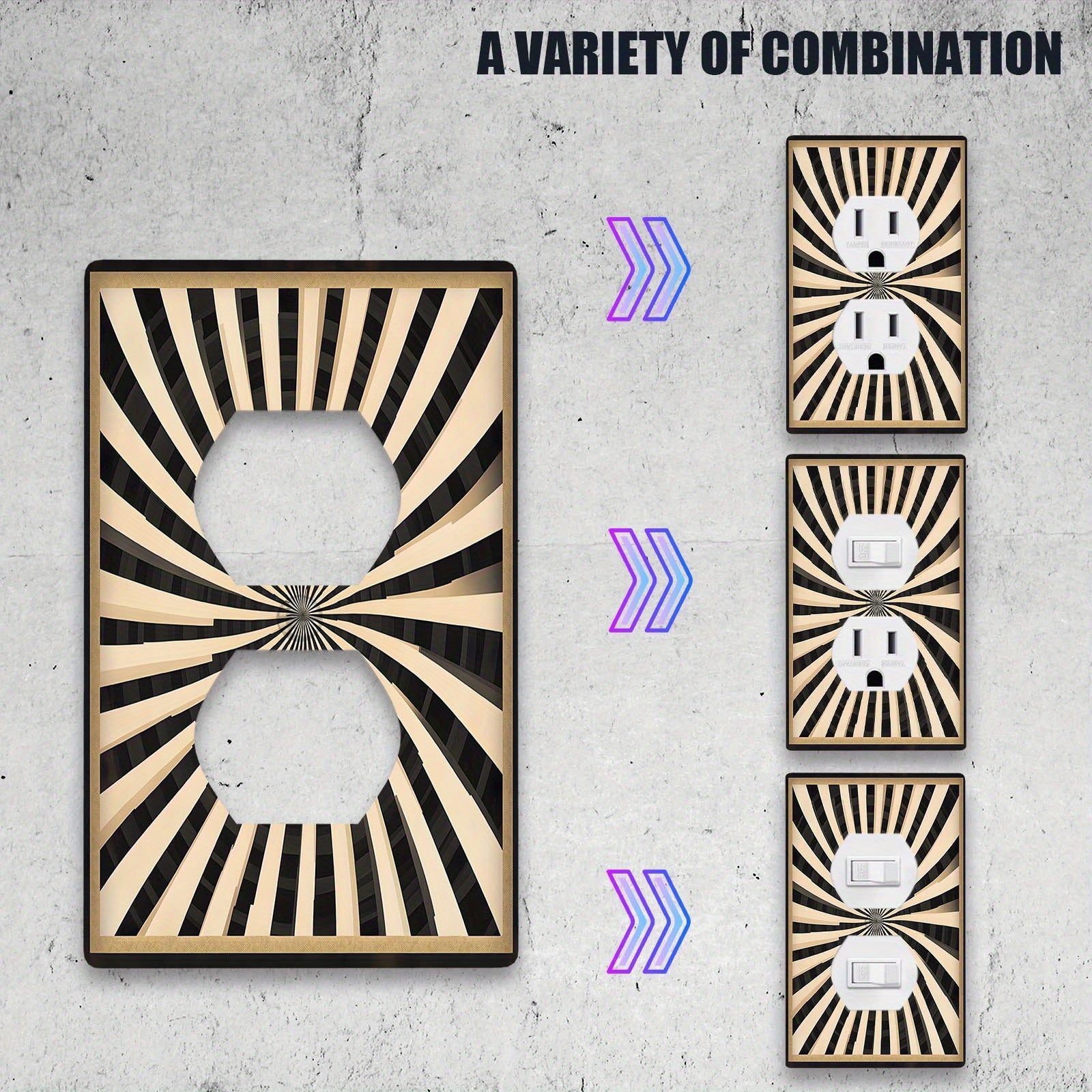 1 dona Yagona/Ikkita Gang Spiral naqshli dekorativ devor switch plitkasi - issiqlik va rang o'zgarishiga chidamli, batareya yoki elektr talab qilinmaydi