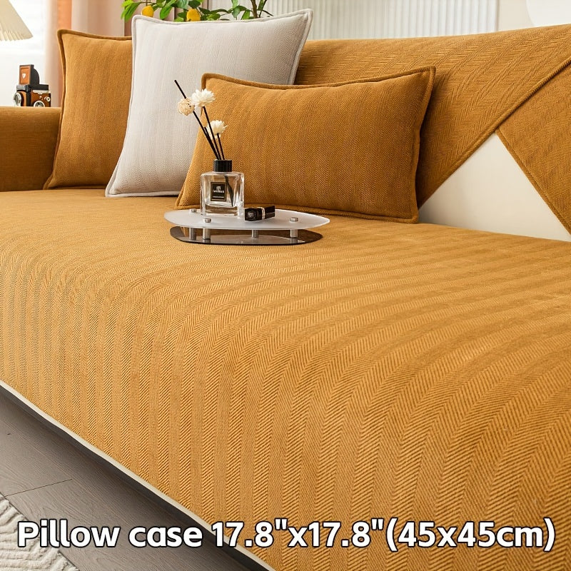 Зеленая накидка на диван из шенилла с узором «елочка», противоскользящая, подходит для домашних животных, подходит для 1-4 человек, моется в машине