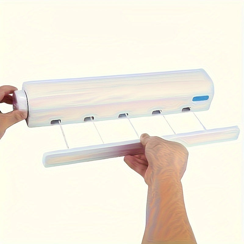 Telescopic Clothes Drying Rack with Spring Mechanism Four or Five Line Clothesline Multi-functional Laundry Towel Drying Rack